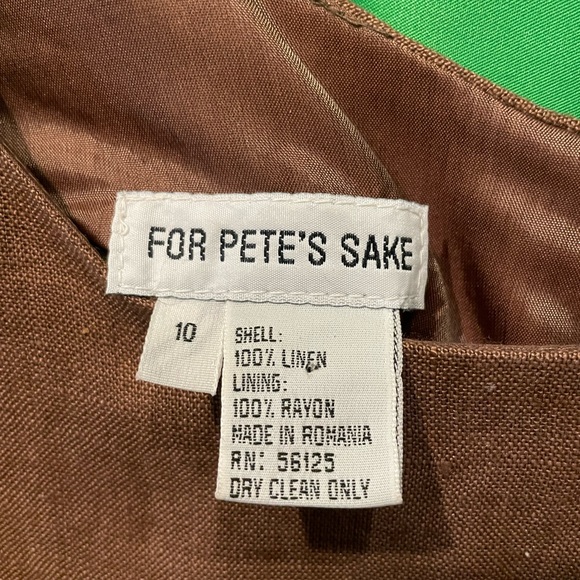 For Pete’s Sake- Dark brown 100% linen sleeveless dress.  Size 12 - Picture 3 of 3